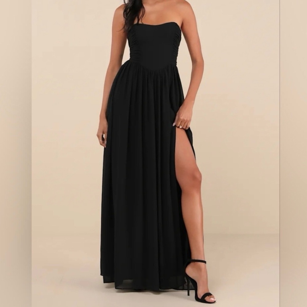 Lulu's Black Strapless Maxi Dress
